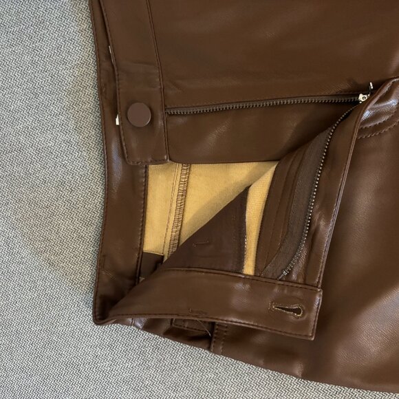 Oak + Fort Faux Leather Pants – Size 2 (Brown) - Picture 3 of 7